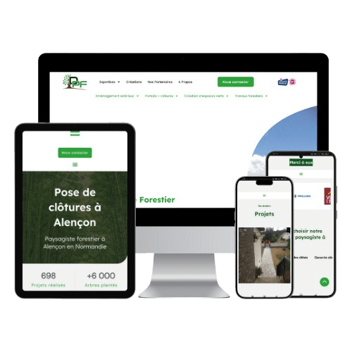 image avec différents écrans contenant des parties du site damien paysage