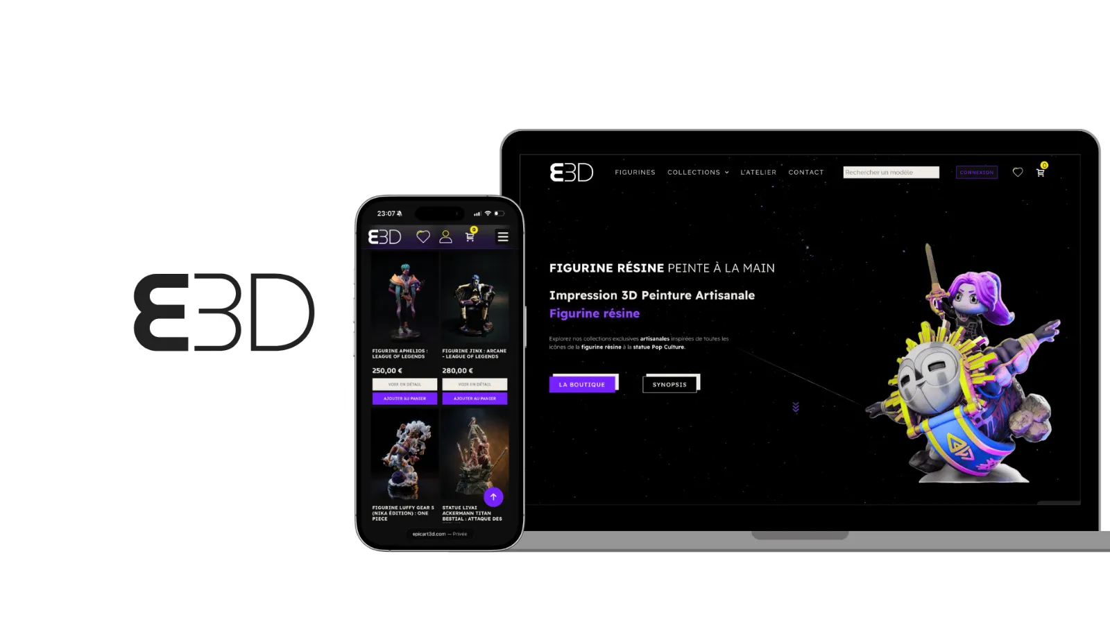 Maquette webdesign projet EPICART 3D - Opozite